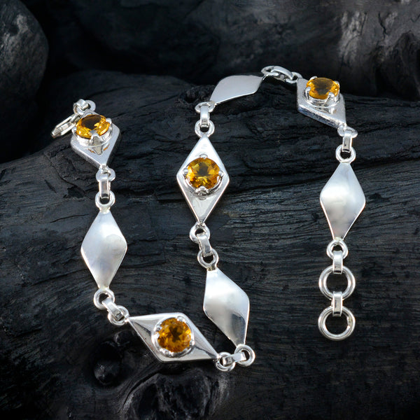 Citrine Global Day of Parents Slim Yellow Sterling Silver Links Bracelet
