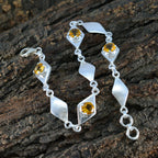 Citrine Global Day of Parents Slim Yellow Sterling Silver Links Bracelet
