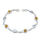 Citrine Global Day of Parents Slim Yellow Sterling Silver Links Bracelet