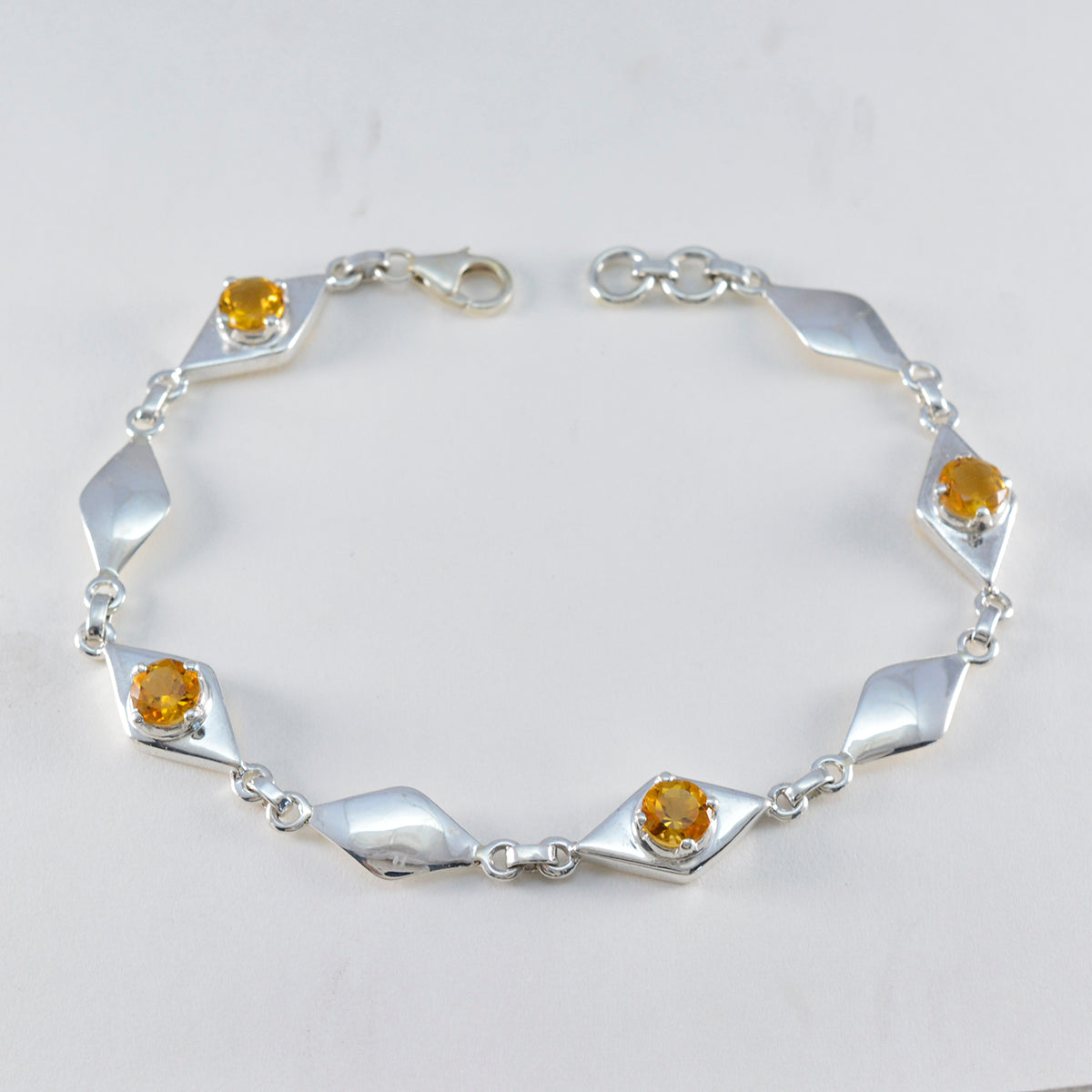 Citrine Global Day of Parents Slim Yellow Sterling Silver Links Bracelet