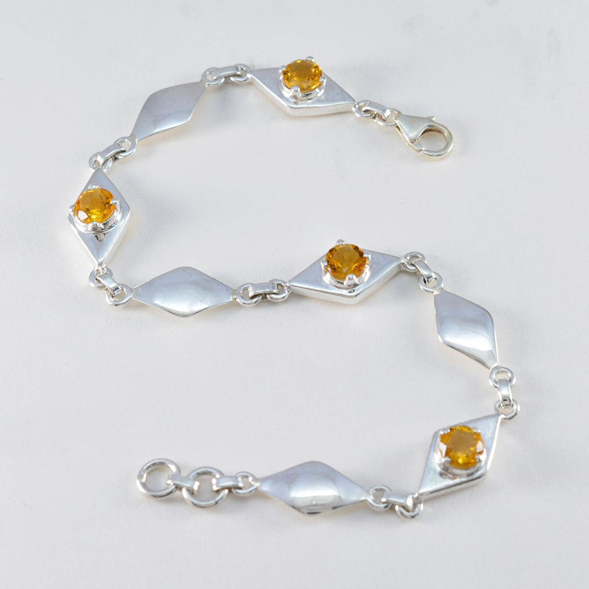 Citrine Global Day of Parents Slim Yellow Sterling Silver Links Bracelet