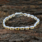 Citrine Golden Week Minimal Yellow Silver Tennis Bracelet