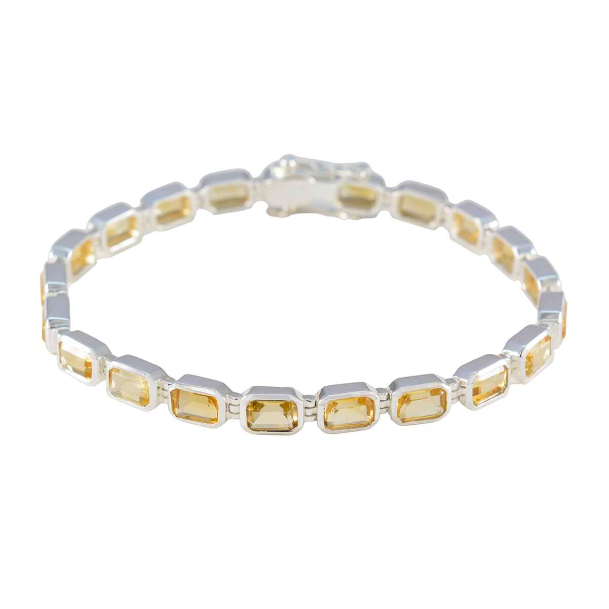 Citrine Golden Week Minimal Yellow Silver Tennis Bracelet Главное изображение товара