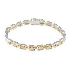 Citrine Golden Week Minimal Yellow Silver Tennis Bracelet
