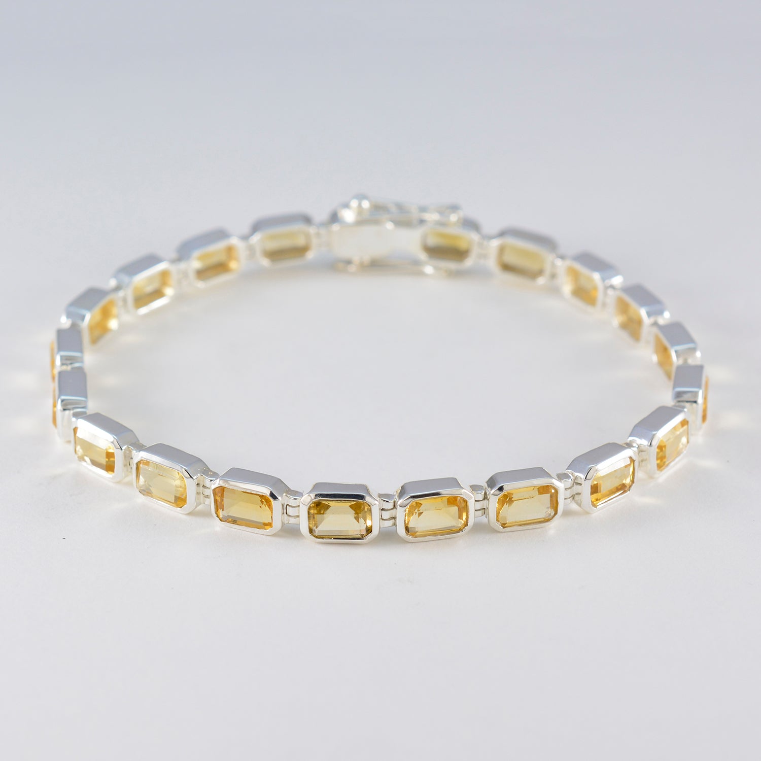 Citrine Golden Week Minimal Yellow Silver Tennis Bracelet Второстепенное изображение товара