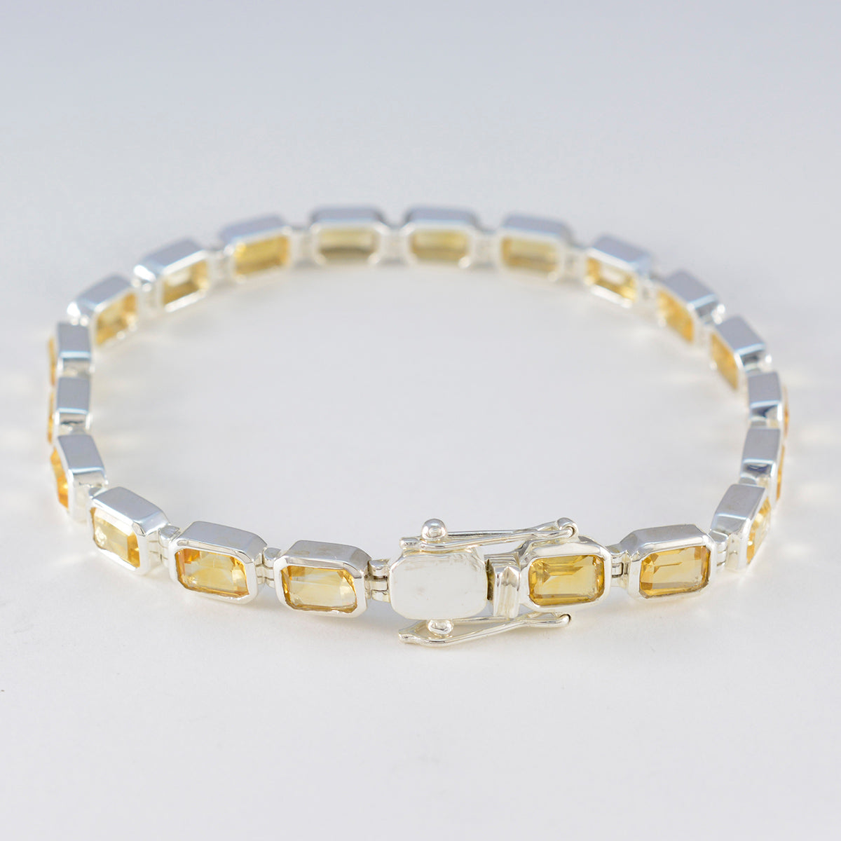 Citrine Golden Week Minimal Yellow Silver Tennis Bracelet