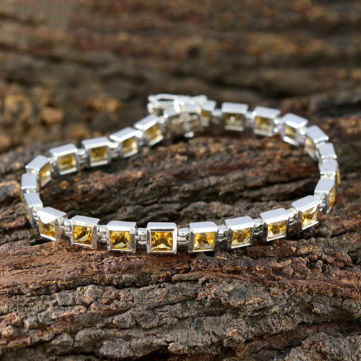 Citrine Good Friday Classic Yellow Sterling Silver Tennis Bracelet