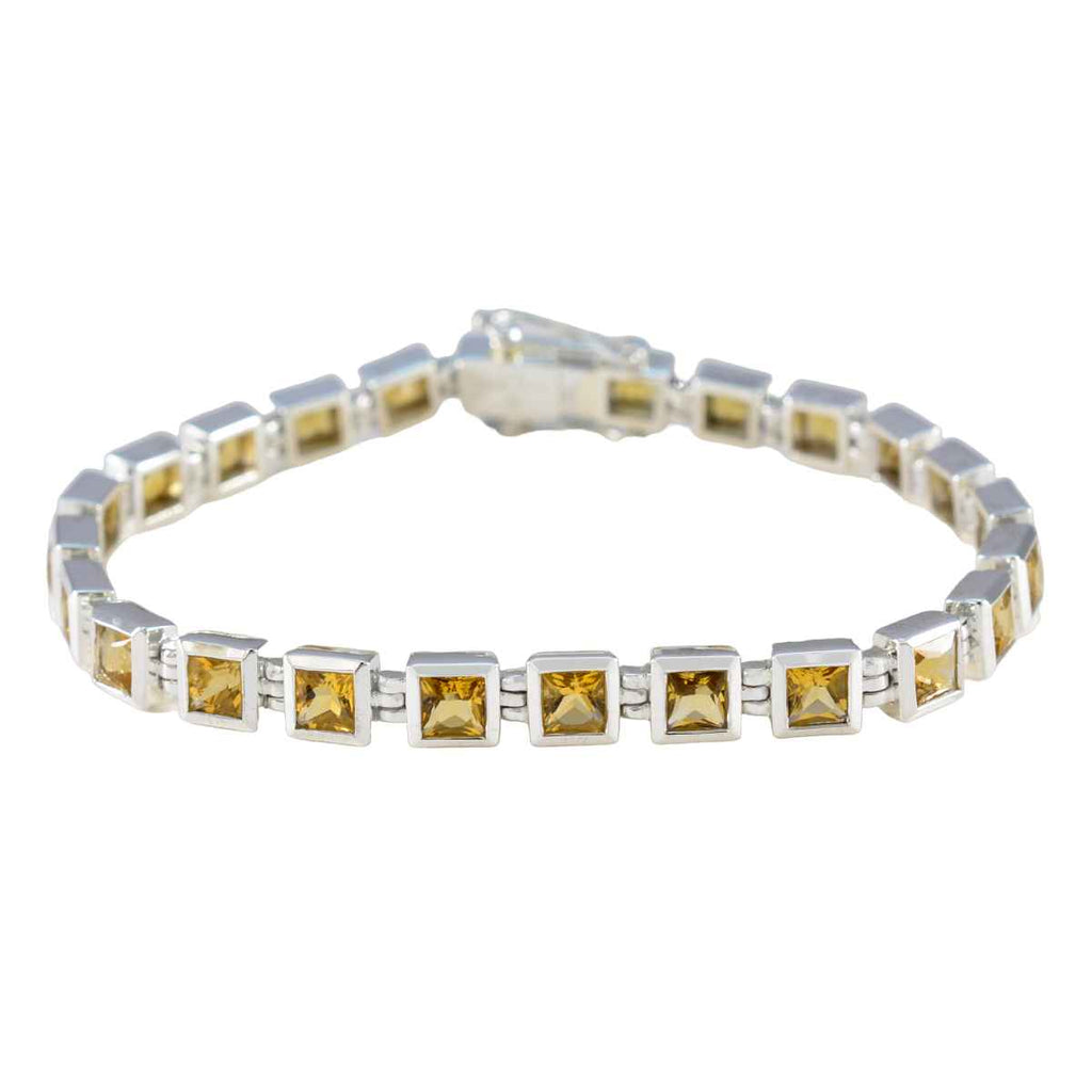 Citrine Good Friday Classic Yellow Sterling Silver Tennis Bracelet