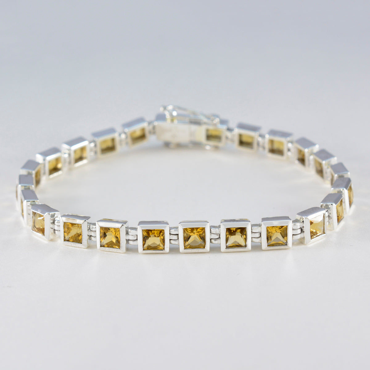 Citrine Good Friday Classic Yellow Sterling Silver Tennis Bracelet