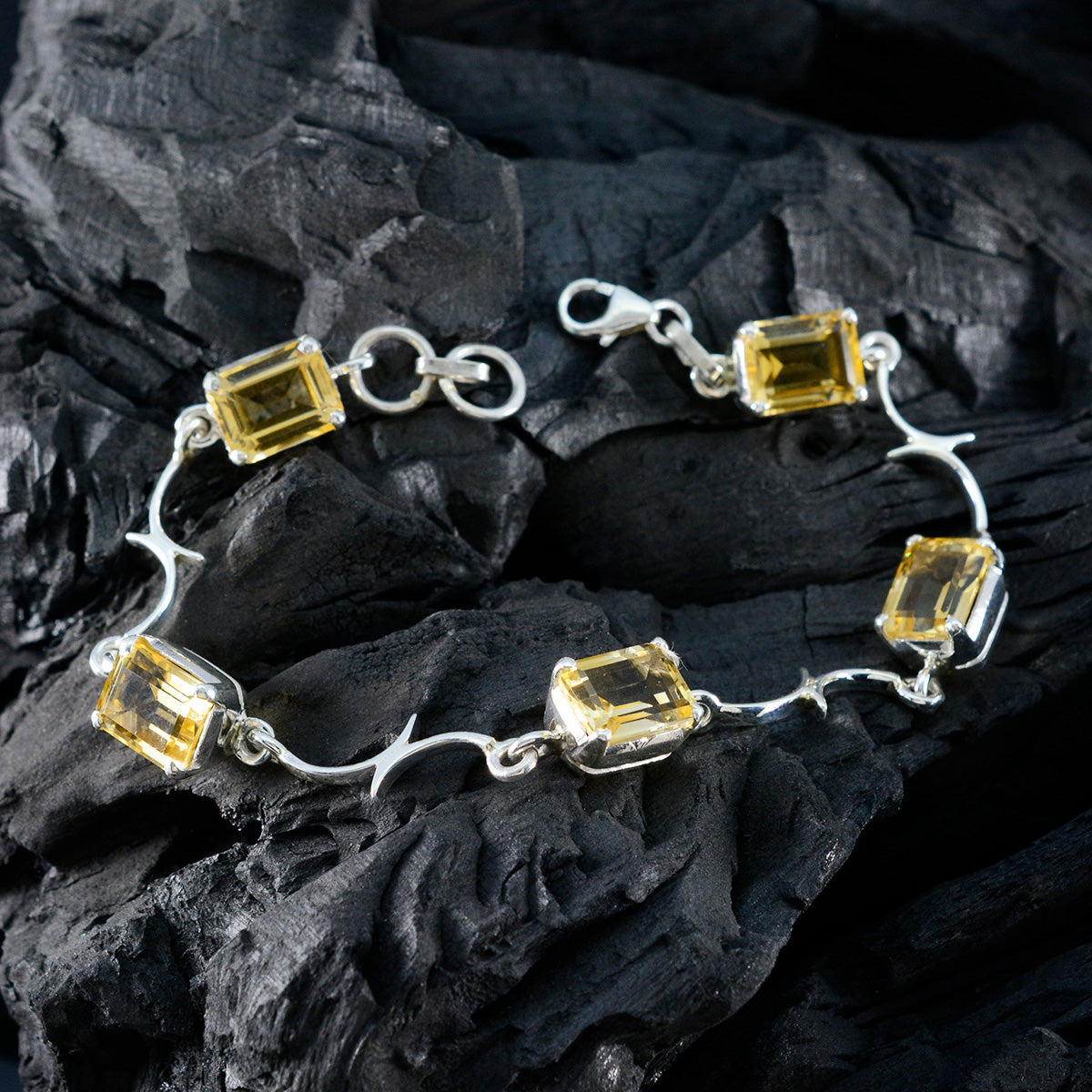 Citrine Go-to Slim Yellow 925 Silver Links Bracelet