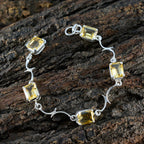 Citrine Go-to Slim Yellow 925 Silver Links Bracelet