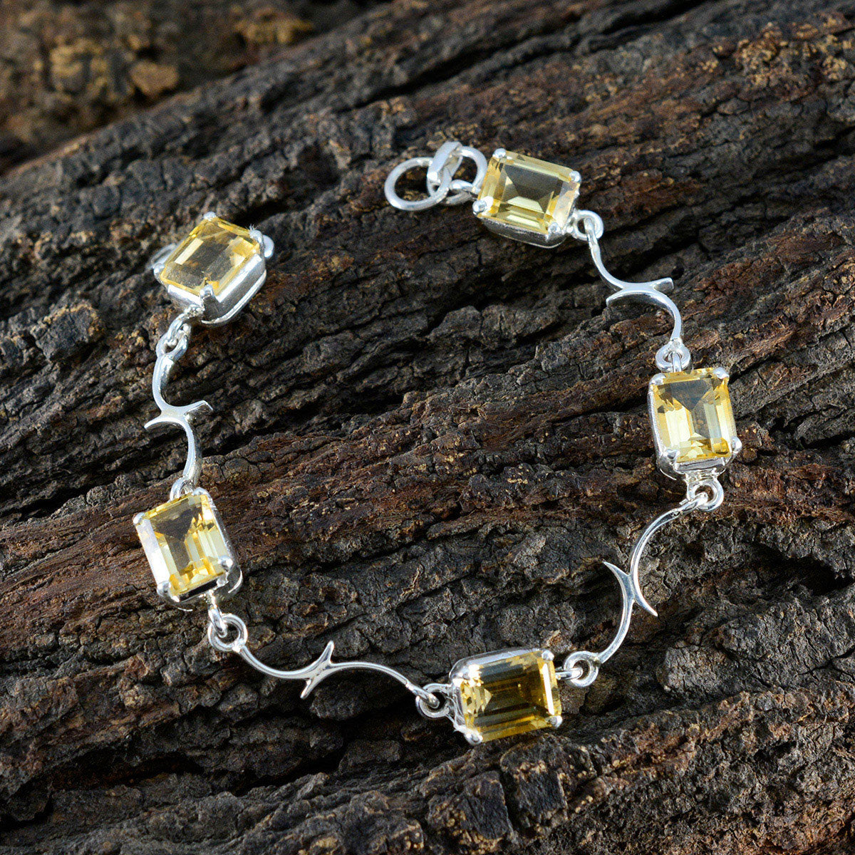 Citrine Go-to Slim Yellow 925 Silver Links Bracelet
