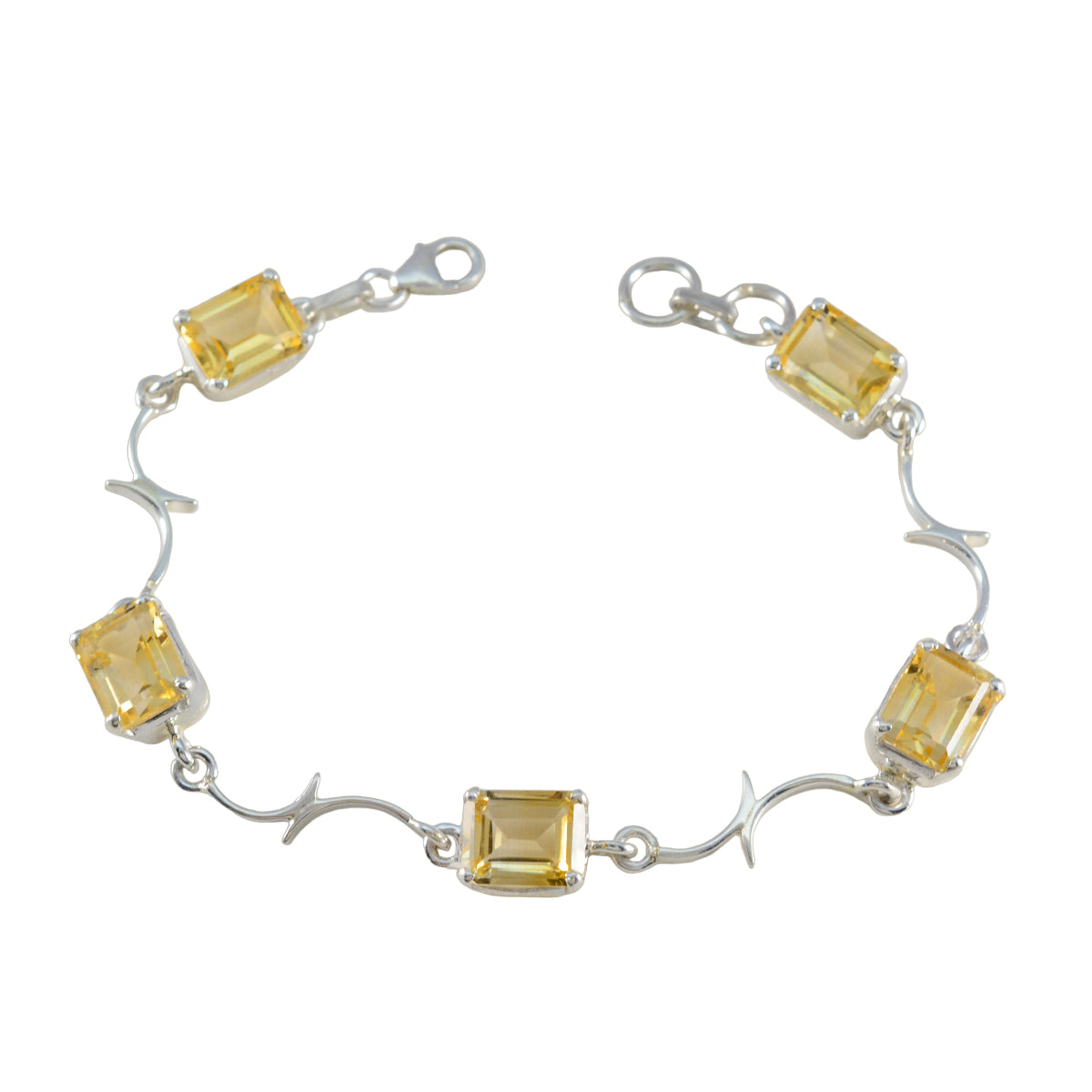 Citrine Go-to Slim Yellow 925 Silver Links Bracelet