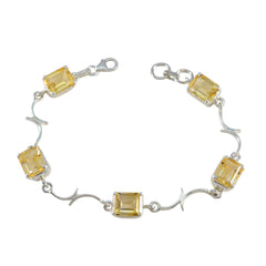 Citrine Go-to Slim Yellow 925 Silver Links Bracelet
