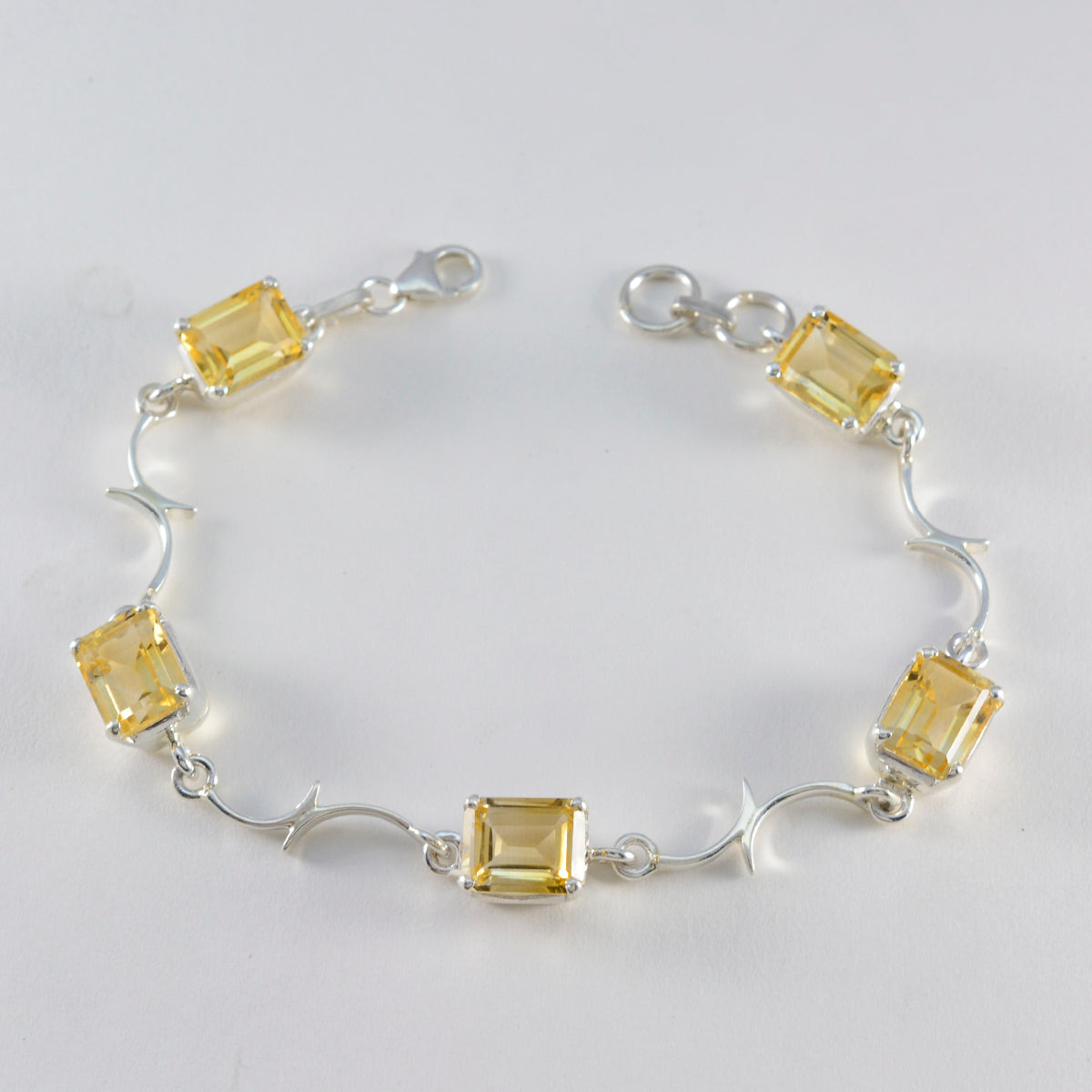 Citrine Go-to Slim Yellow 925 Silver Links Bracelet