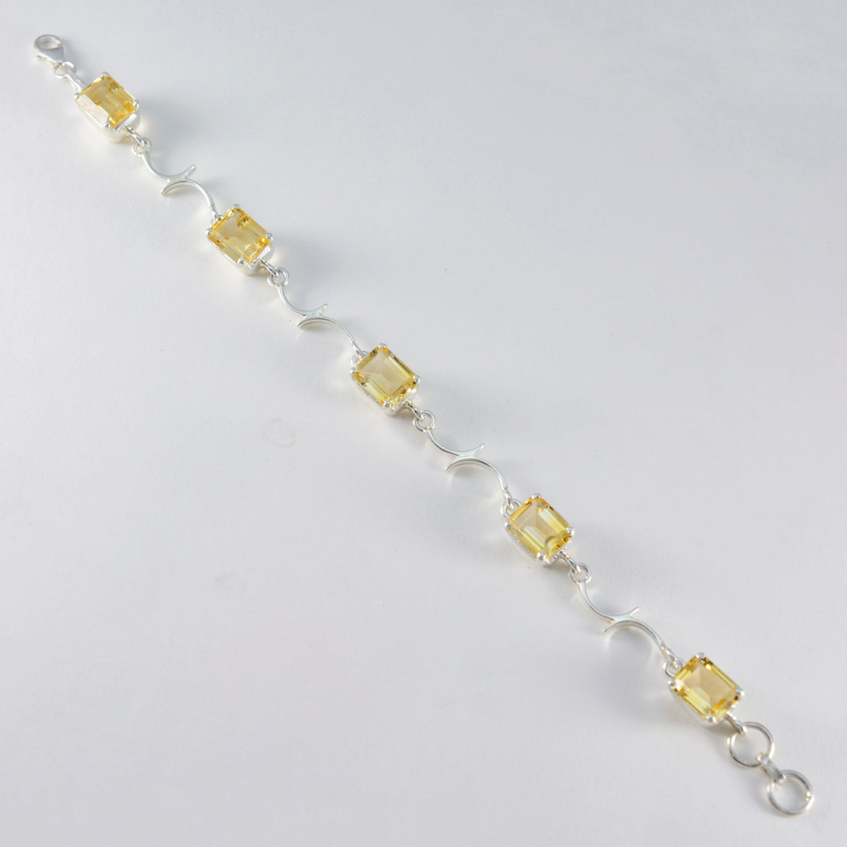 Citrine Go-to Slim Yellow 925 Silver Links Bracelet