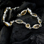 Citrine Graduation Dainty Yellow Silver Links Bracelet