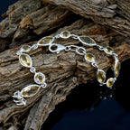 Citrine Graduation Dainty Yellow Silver Links Bracelet