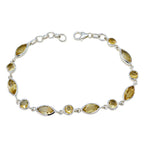Citrine Graduation Dainty Yellow Silver Links Bracelet