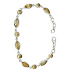 Citrine Graduation Dainty Yellow Silver Links Bracelet