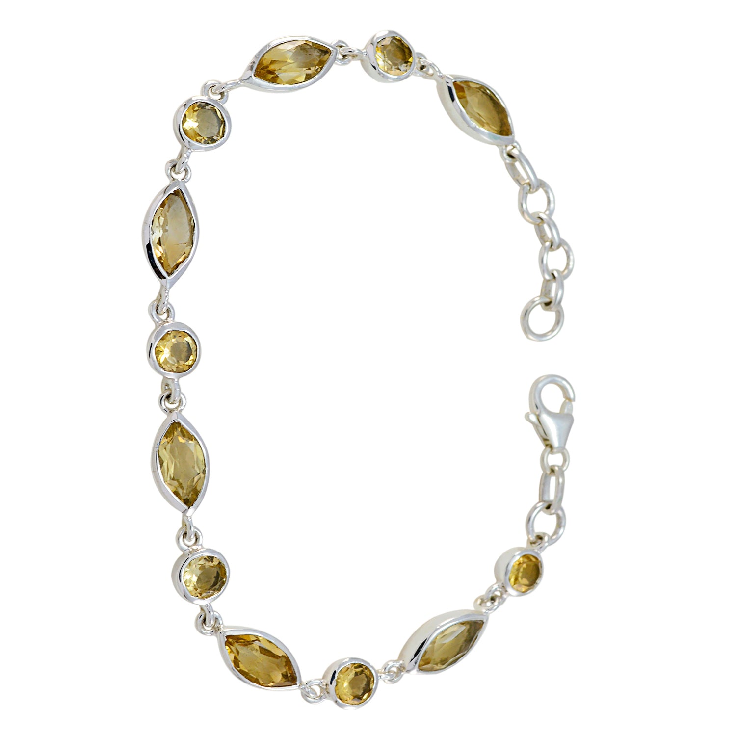 Citrine Graduation Dainty Yellow Silver Links Bracelet