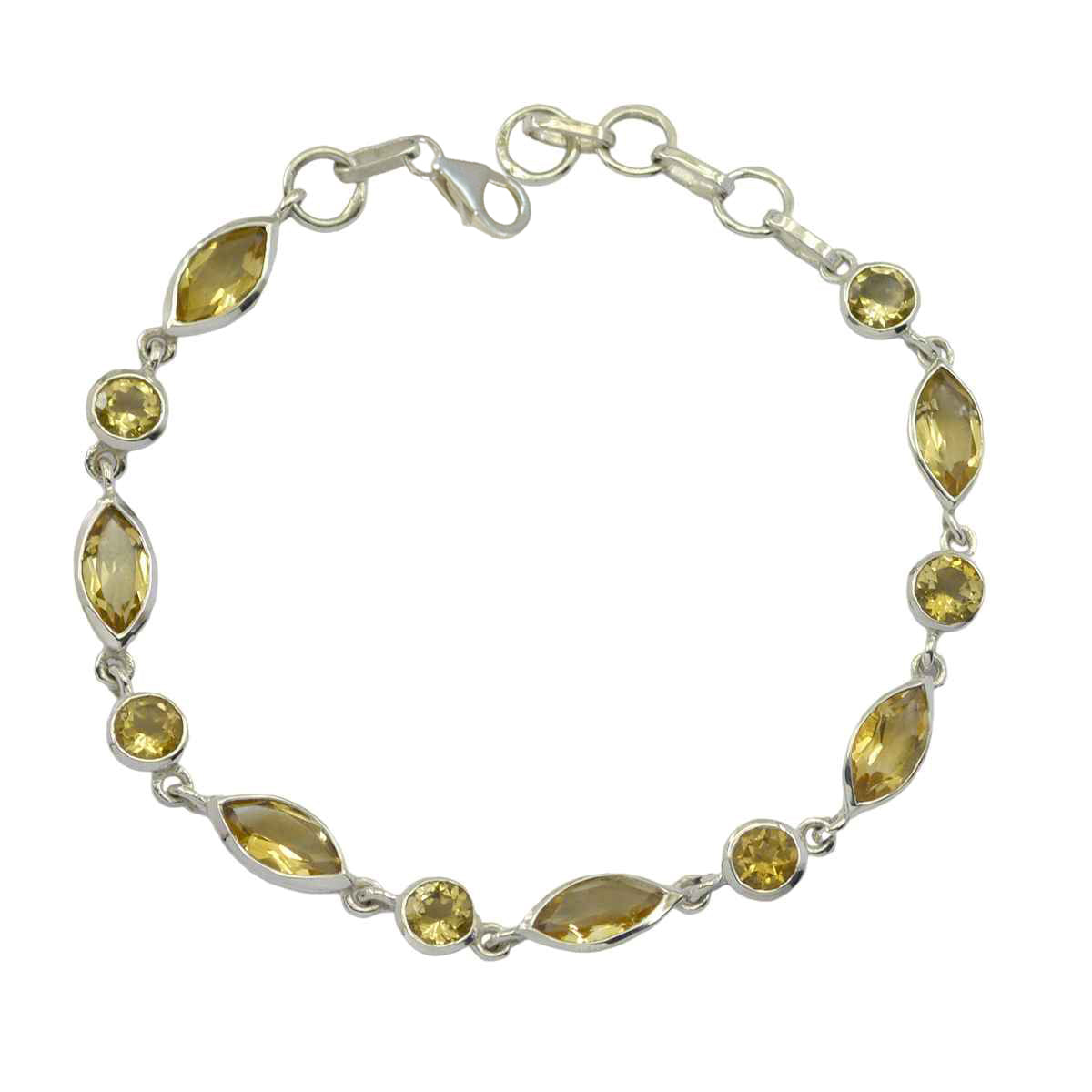 Citrine Groundhog Day Slim Yellow Sterling Silver Links Bracelet Imagen principal del producto