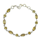 Citrine Groundhog Day Slim Yellow Sterling Silver Links Bracelet
