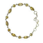 Citrine Groundhog Day Slim Yellow Sterling Silver Links Bracelet