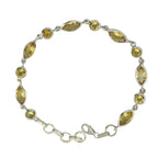 Citrine Groundhog Day Slim Yellow Sterling Silver Links Bracelet