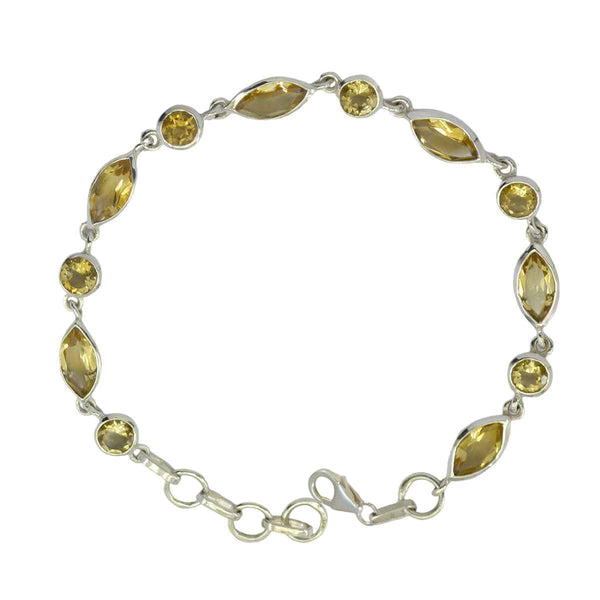 Citrine Groundhog Day Slim Yellow Sterling Silver Links Bracelet