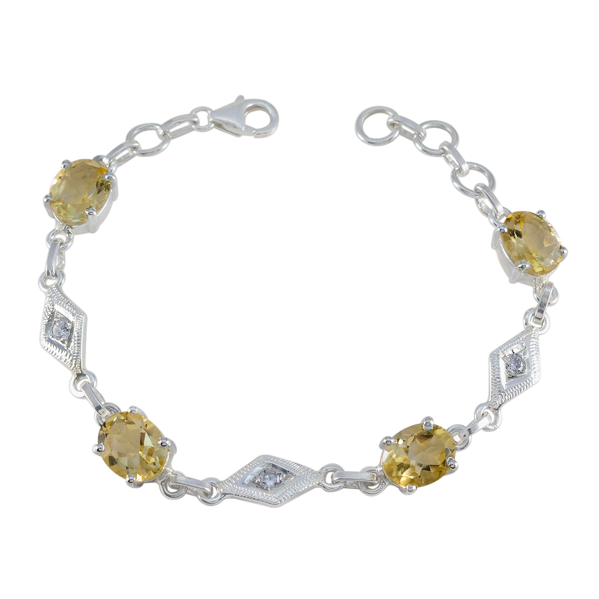 Citrine Halloween Featherlight Yellow Silver Links Bracelet