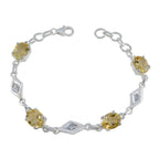 Citrine Halloween Featherlight Yellow Silver Links Bracelet