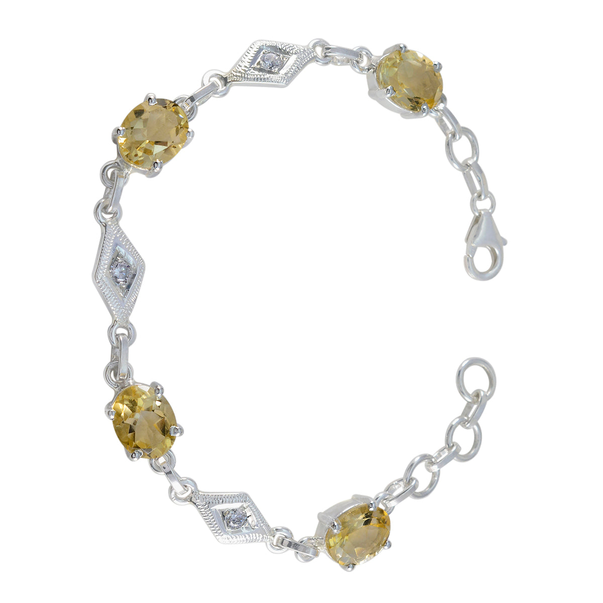 Citrine Halloween Featherlight Yellow Silver Links Bracelet Secondary image
