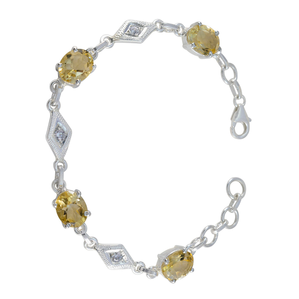 Citrine Halloween Featherlight Yellow Silver Links Bracelet