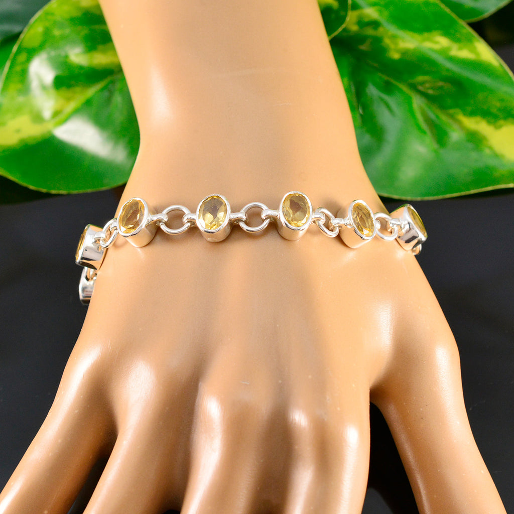 Citrine Gala Tiny Yellow Sterling Silver Links Bracelet