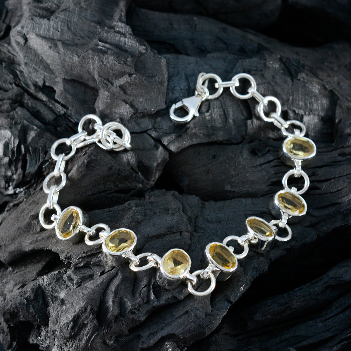 Citrine Gala Tiny Yellow Sterling Silver Links Bracelet
