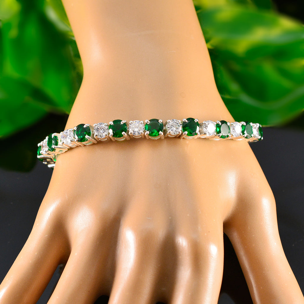 Emerald CZ hollywood Essential Green 925 Silver Tennis Bracelet