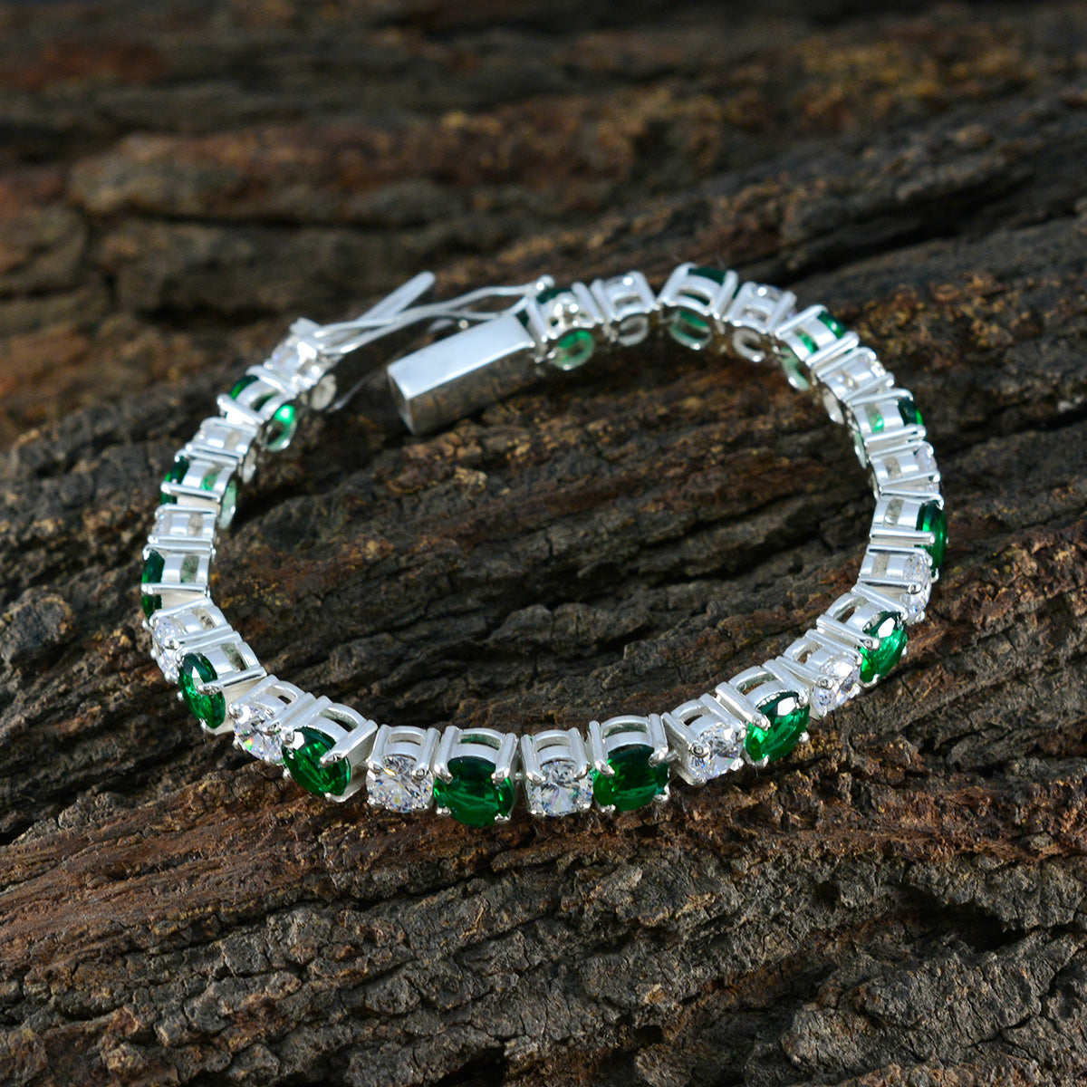 Emerald CZ hollywood Essential Green 925 Silver Tennis Bracelet