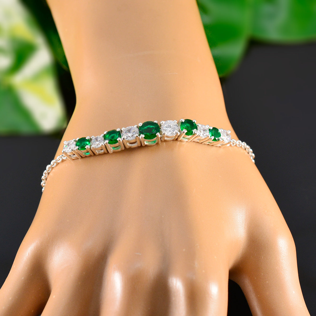 Emerald CZ Holy Week Whisper-thin Green Silver Tennis Bracelet