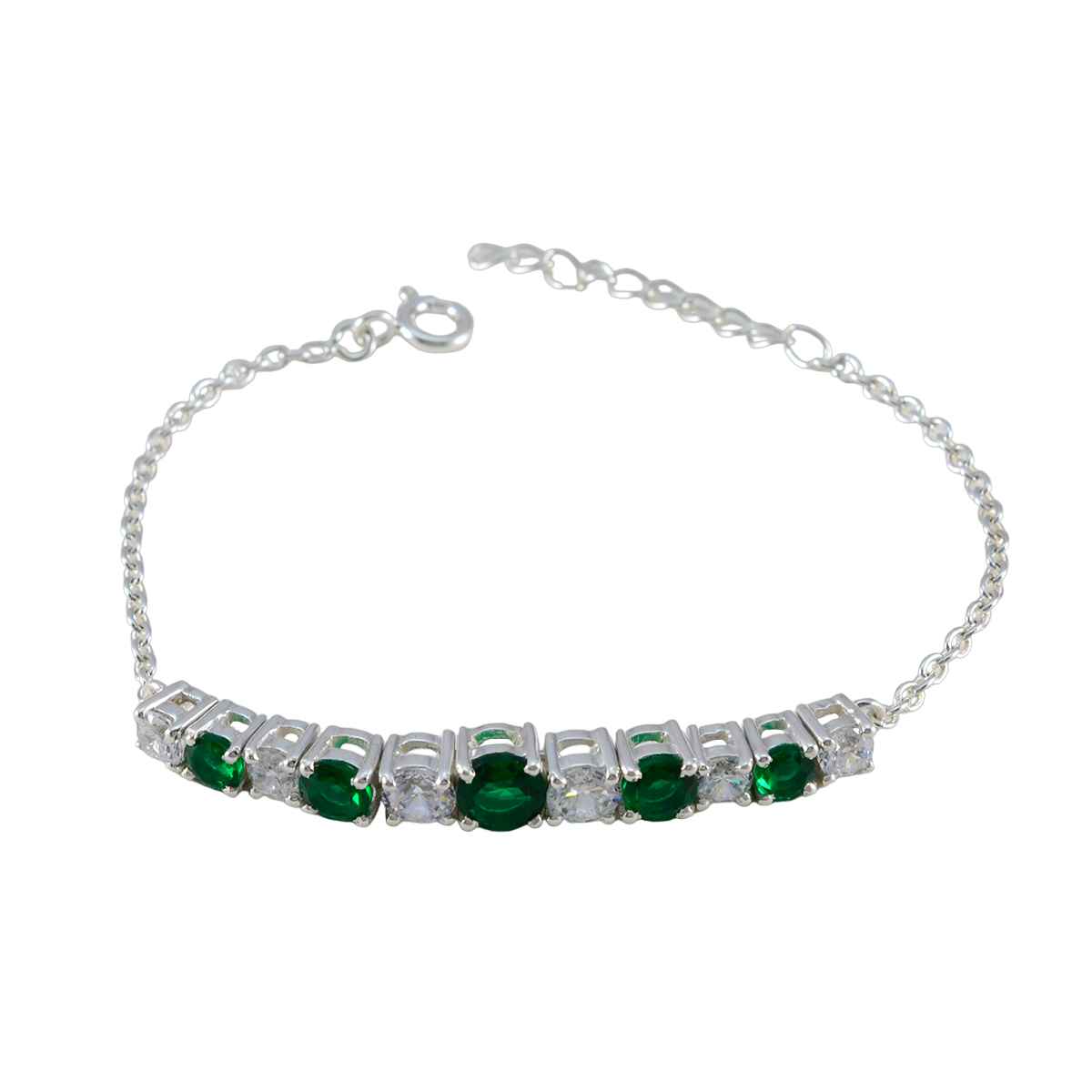 Emerald CZ Holy Week Whisper-thin Green Silver Tennis Bracelet Hoofdafbeelding