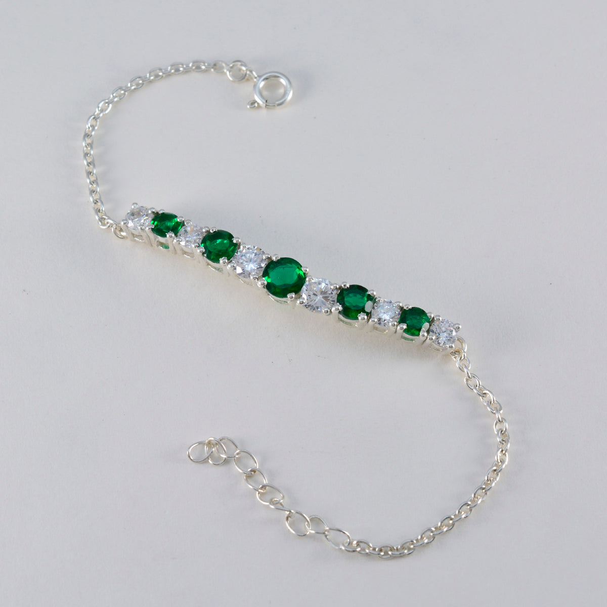 Emerald CZ Holy Week Whisper-thin Green Silver Tennis Bracelet