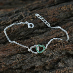 Emerald CZ Honor Minimalist Green Sterling Silver Chain Bracelet