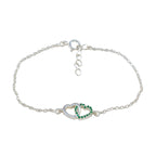 Emerald CZ Honor Minimalist Green Sterling Silver Chain Bracelet