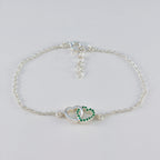 Emerald CZ Honor Minimalist Green Sterling Silver Chain Bracelet
