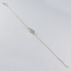 Emerald CZ Honor Minimalist Green Sterling Silver Chain Bracelet