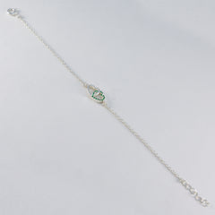 Bracciale a catena minimalista in argento sterling verde smeraldo con zirconi cubici Honor