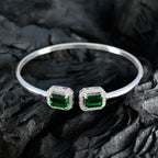 Emerald CZ Ice Cream Day Tiny Green 925 Silver Bangle Bracelet