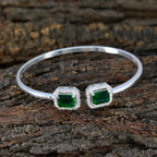 Emerald CZ Ice Cream Day Tiny Green 925 Silver Bangle Bracelet