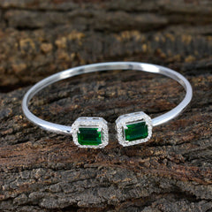 Emerald CZ Ice Cream Day Tiny Green 925 Silver Bangle Bracelet