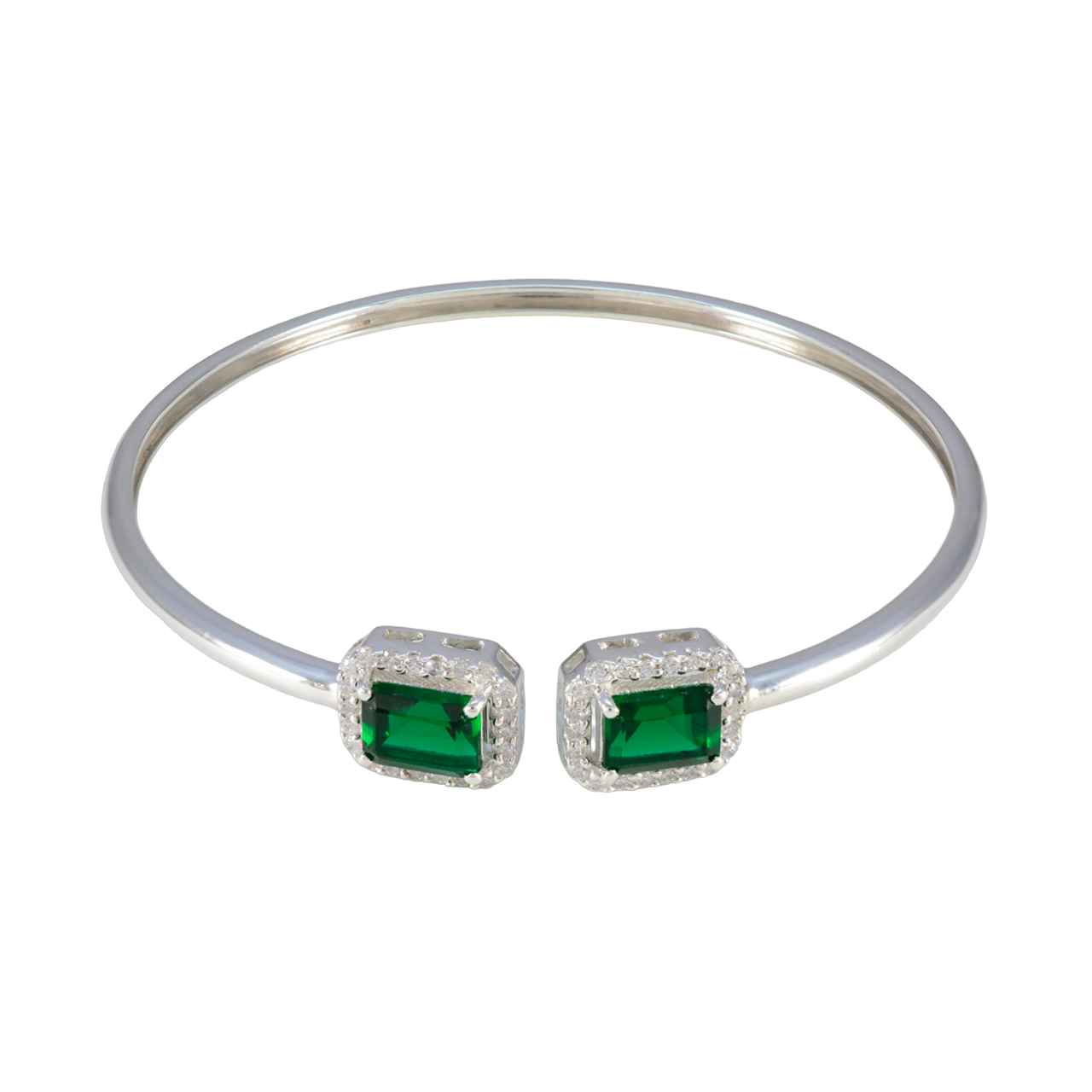 Emerald CZ Ice Cream Day Tiny Green 925 Silver Bangle Bracelet Главное изображение товара